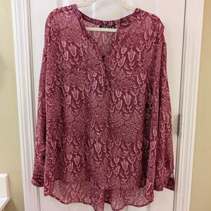 a.n.a Maroon Feather-Patterned Blouse
